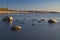 Stones, coastline and harbour