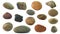 Stones collection. Different kind  pebbles stones on white background