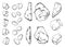 Stones different set of sketch. Hand drawing vector illustration