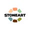 Stones logo. Creative color art stones around text sign