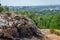 Stones and mined material at the top of the artificial hill known as The Ema Heap, located in the city of Ostrava