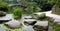 Stones in pond of Ritsurin Koen Garden Takamatsu Japan