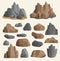 Stones rocks in cartoon style big building mineral pile. Boulder natural rocks and stones granite rough illustration
