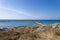 Stones in the sea against the waves in Cyprus