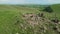 stones stacked in pyramids on the mountain range chests in khakassia