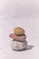 stones on the surface. small objects. stone pyramid