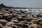 Stones of varying  on the seashore