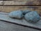 Stones on a wooden bench