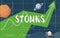 Stonks vector flat banner design. Bad financial decisions, unprofessional investing strategy concept.