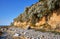 Stony beach on the Baltic Sea cliff in Hohen Wieschendorf. Mecklenburg-Vorpommern