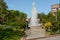 STONY BROOK, NEW YORK - 24 MAY 2015: Fountain and steps in the Fine Arts Loop on the Stony Brook University Campus