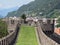 Stony flanking of castel grande in Bellinzona city in Switzerland