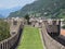 Stony flanking of castel grande in Bellinzona town, Switzerland