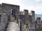 Stony flanks of castle in Bellinzona city in Switzerland