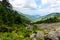 Stony glen between the hills. View from the top of mountain Livadiyskaya - Pidan in Sikhote-Alin, Russia