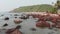 Stony Kalacha beach in Goa. India. Flight of the drone.