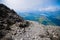 Stony path of ascent to Mount Ben Nevis, highest peak in the United Kingdom