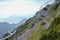 Stony road with rope fence on the peak Sv. Jure in Biokovo national park