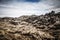 Stony rocky desert landscape of Iceland. Toned