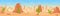 Stony sandy desert landscape panorama flat cartoon vector illustration background. Panoramic wild lifeless nature, hot