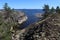 Stony shore of Ladoga lake, Russia, Karelia