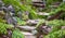 Stony stairs in the green garden