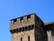 Stony tower of Montebello castle in Bellinzona city in Switzerland