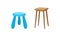 Stool as Backless Chair and Seat Furniture with Three and Four Legs Vector Set