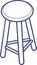 Stool icon in linear, simple and geometric mode.