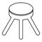 Stool with three legs furniture legged household concept contour outline line icon black color vector illustration image thin