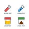 Stool, Urine, Sperm, Blood Test Set Flat Icon. Medical Exam of Blood, Feces, Semen, Urine Icon. Sample for Laboratory