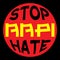 Stop AAPI Hate, black and yellow vector text on the red circle