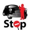 Stop accident on the road children. Danger