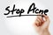 Stop Acne text with marker, health concept background