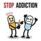 Stop addiction, Amphetamine, Conceptual vector illustration.