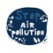 Stop Air Pollution Circle with White Flowers Growing from Shape Side Vector Composition