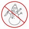 Stop angry snowman sign