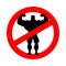 Stop athlete. Ban bodybuilding. Prohibited fitness. Red Circle r