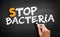 Stop Bacteria text on blackboard