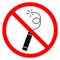 Stop or ban red round sign with dynamite icon. Vector illustration. Dynamite is prohibited