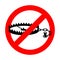 Stop Bear trap. Red road Forbidding sign. Ban animal mantrap