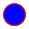 Stop blue red circle background sign on white background. prohibitive symbol. blue red forbidden traffic sign. flat style