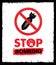 Stop Bombing Anti Military Vector Design Element. Sign Concept On Grunge Distressed Background.