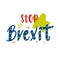 STOP BREXIT vector political icon sticker. Blue and red lettering