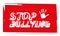 Stop bullying, banner writing, vector illustration, red background
