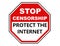 Stop censorship  protect the Internet  illustration for the free speech online.