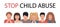 Stop child abuse banner. Family violence, domestic abuse and aggression concept. Scared, stressed children