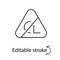 Stop chlorine bleaching material label outline icon. Fabric feature