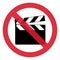 Stop clapper board icon on white background. Vector flat film video illustration