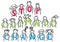 STOP CLIMATE CHANGE stick people in a row holding colorful letters against climate change horizontal banner